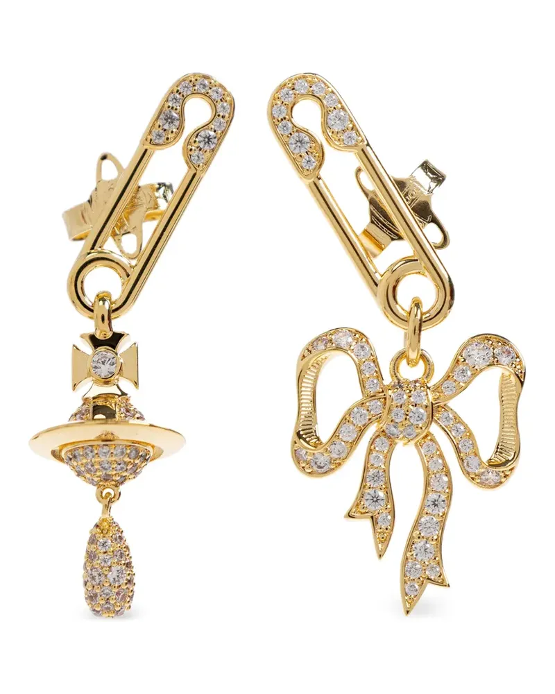 Vivienne Westwood Sicherheitsnadel-Ohrringe mit Schleifenanhänger - Gold Gold