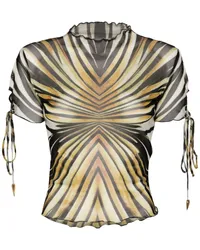 Roberto Cavalli Ray of Gold T-Shirt aus Mesh 01080