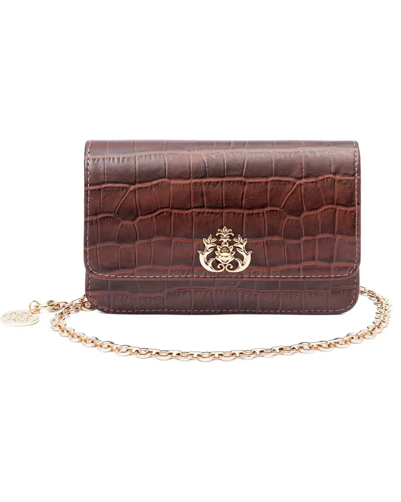 ISLA Croc-Embossed Chain Shoulder Bag - Braun Braun