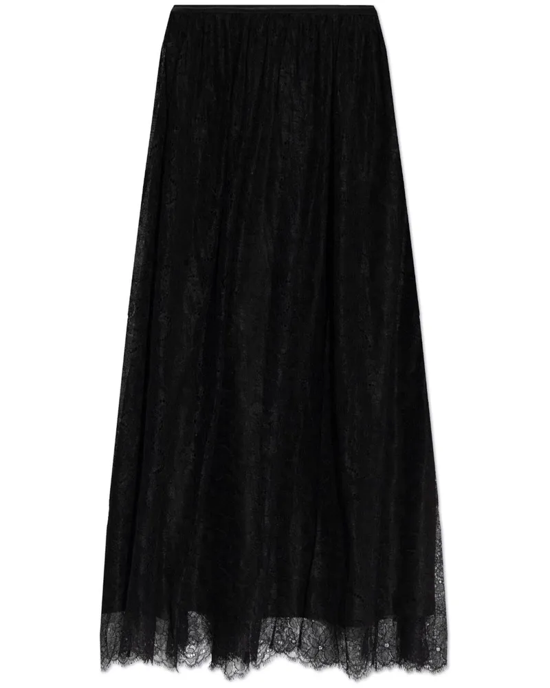 Ulla Johnson Midirock mit Spitzendetail - Schwarz Schwarz