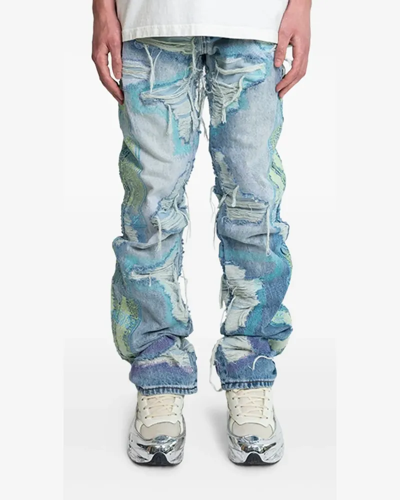 WHO DECIDES WAR Bestickte Jeans im Distressed-Look - Blau Blau