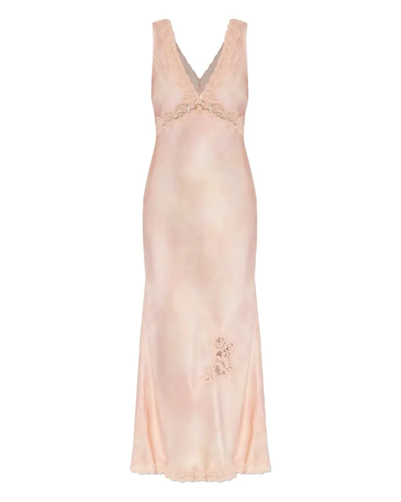 LoveShackFancy Bier lace-embellished silk dress - Rosa Rosa