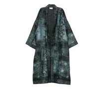 Kimono aus Seide mit Blumenprint - Blau