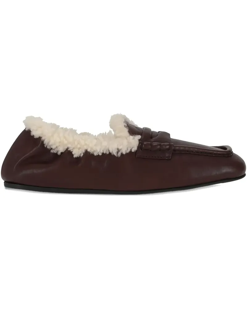 Miu Miu Loafer aus Nappaleder mit Shearling - Braun Braun