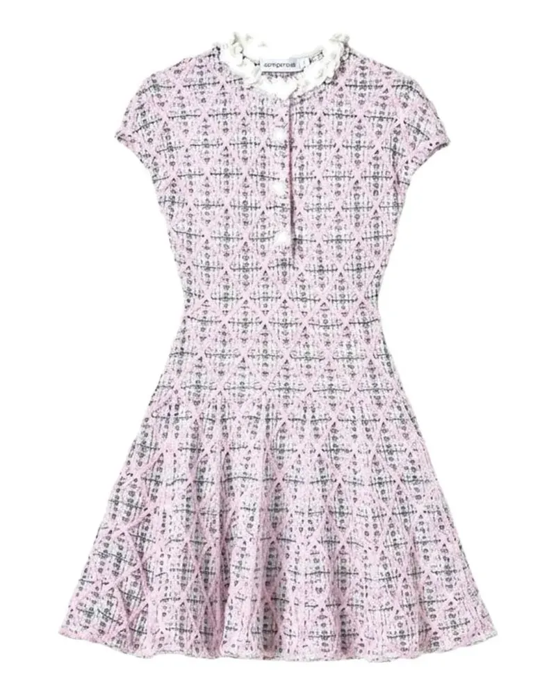 Self-Portrait check-knit beaded dress - Rosa Rosa