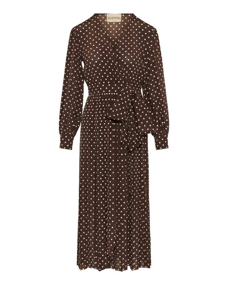 Valentino Garavani polka-dot tie-waist midi dress - Braun Braun