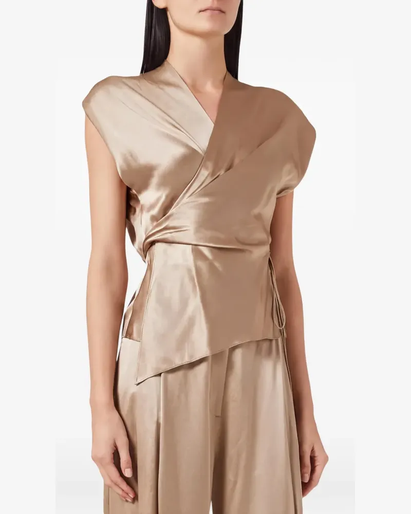 The Sei wrap-design sleeveless top - Nude Nude