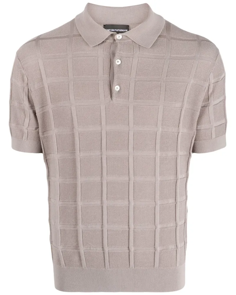 Emporio Armani Poloshirt mit 3D-Strickmuster - Grau Grau