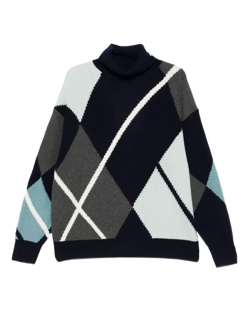Eric Bompard Rollkragenpullover mit Rautenmuster - Blau Blau
