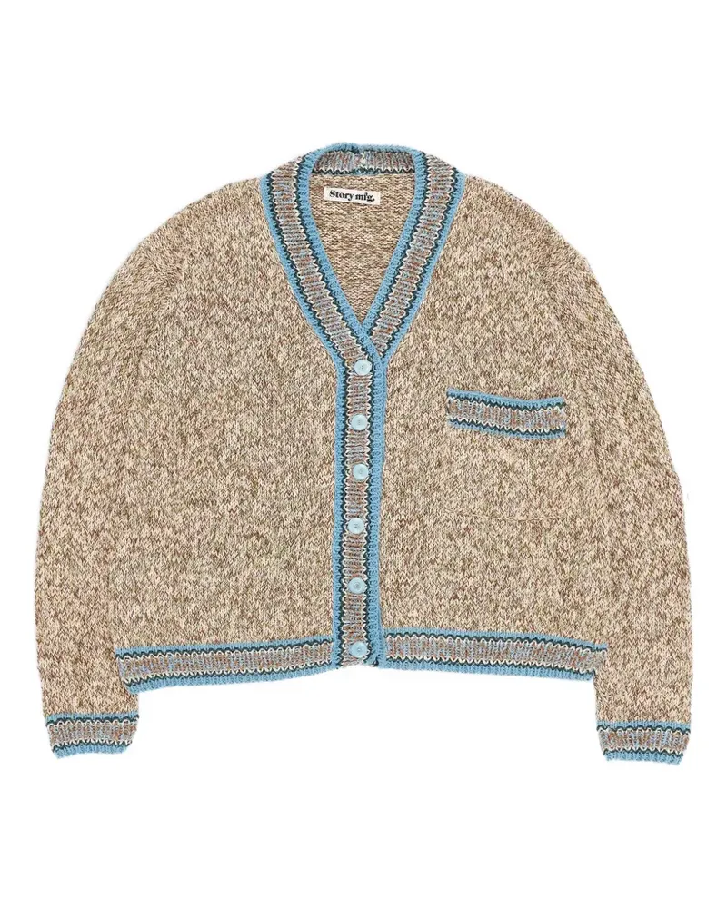 STORY mfg. Bulb Cardigan mit meliertem Strick und Brusttasche - Nude Nude