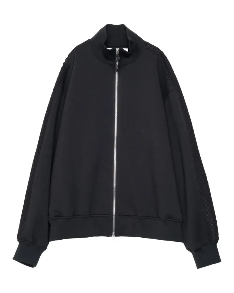 Yoshio Kubo mesh-panelled zip-up sweatshirt - Schwarz Schwarz