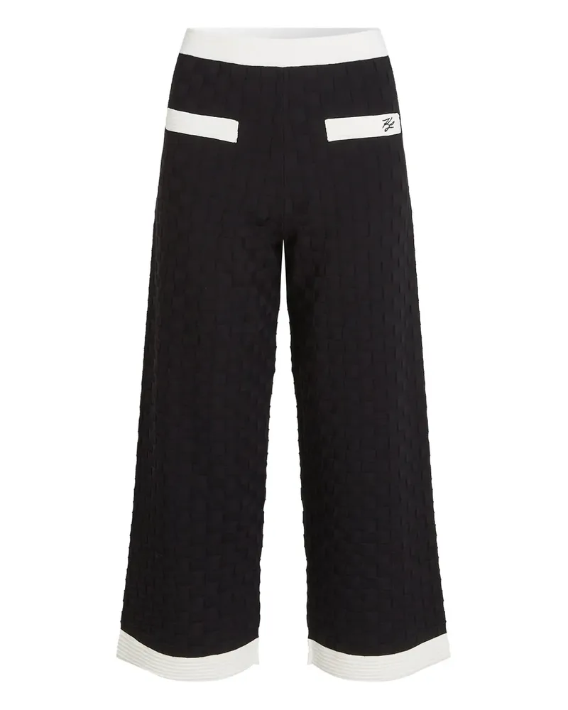 Karl Lagerfeld Strickhose mit Kontrastpaspeln - Schwarz Schwarz