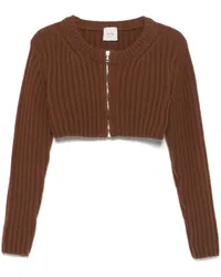 ALYSI Klassischer Cropped-Cardigan Braun