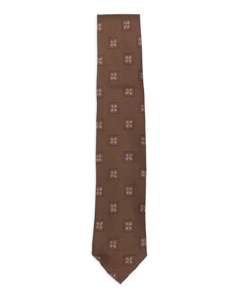 LARDINI flower-pattern tie - Braun Braun