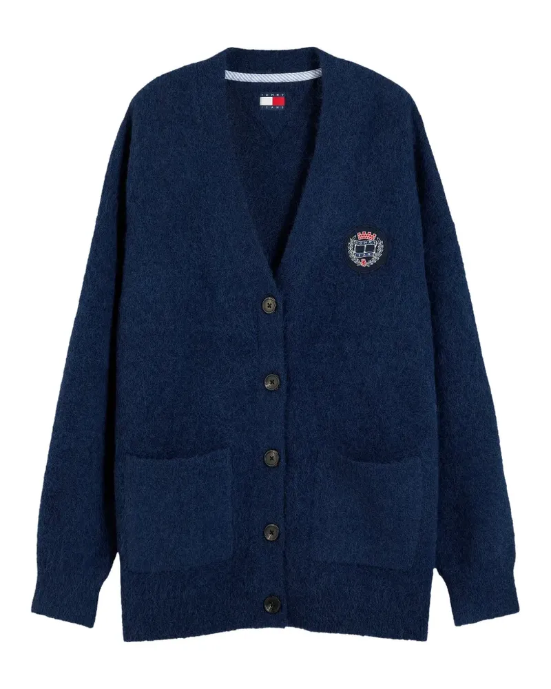 Tommy Hilfiger logo-patch V-neck cardigan - Blau Blau