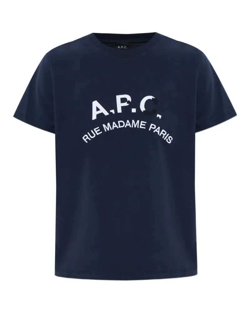 A.P.C. logo-embroidered T-shirt - Blau Blau