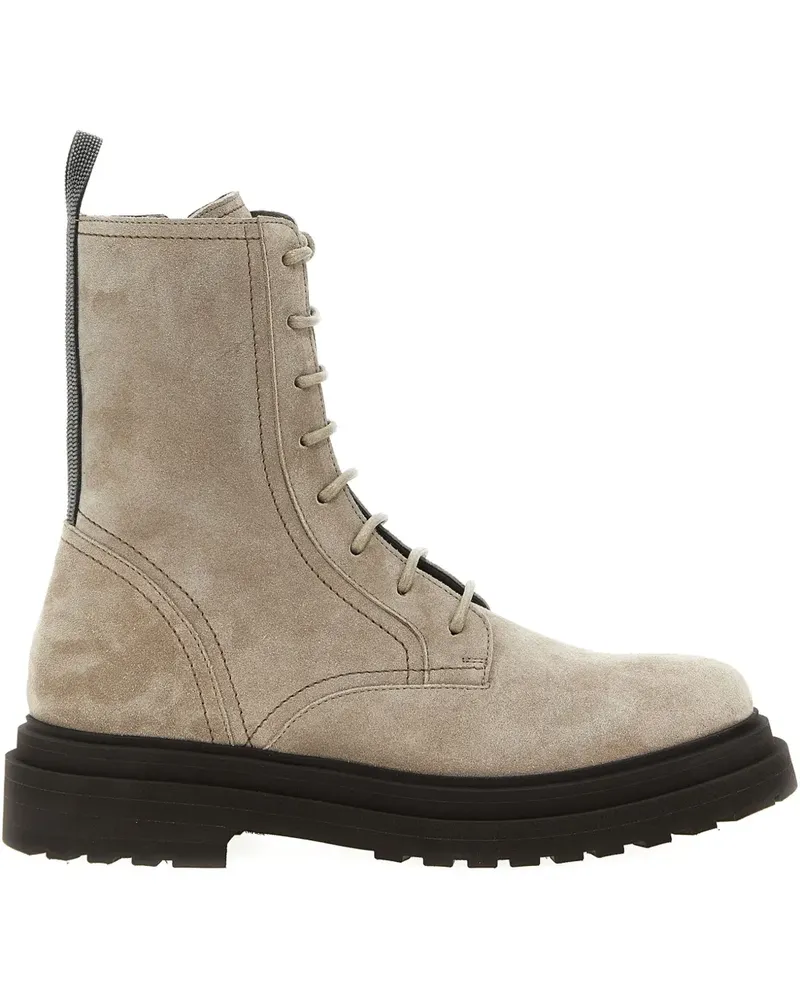 Brunello Cucinelli Monile Bikerstiefel aus Wildleder - Grau Grau