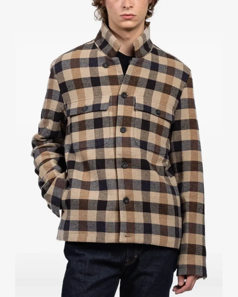 Hannes Roether check-print shirt jacket - Nude Nude