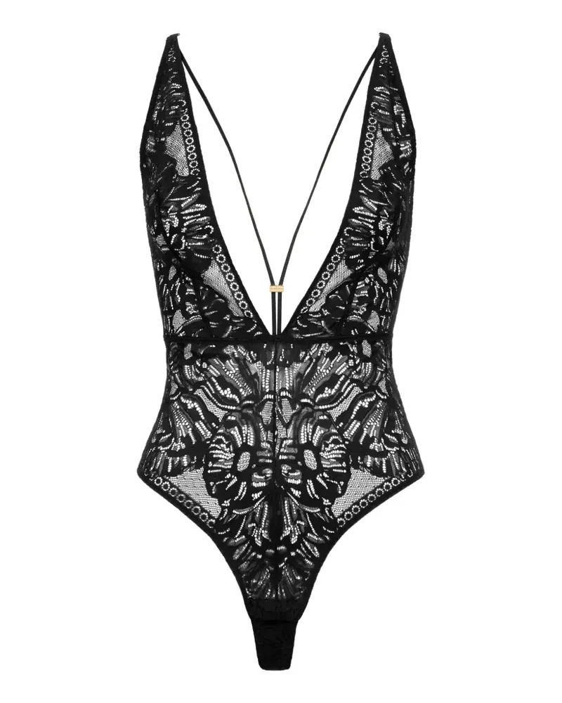 Aubade Love Soul Body mit Blumenspitze - Schwarz Schwarz
