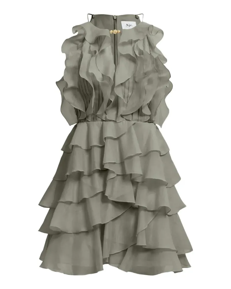 Aje. Gerüschtes Cleo Minikleid - Grün Grün