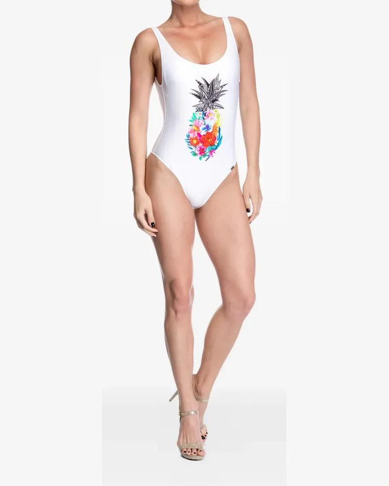 Banana Moon pineapple-print scoop-neck swimsuit - Weiß Weiß