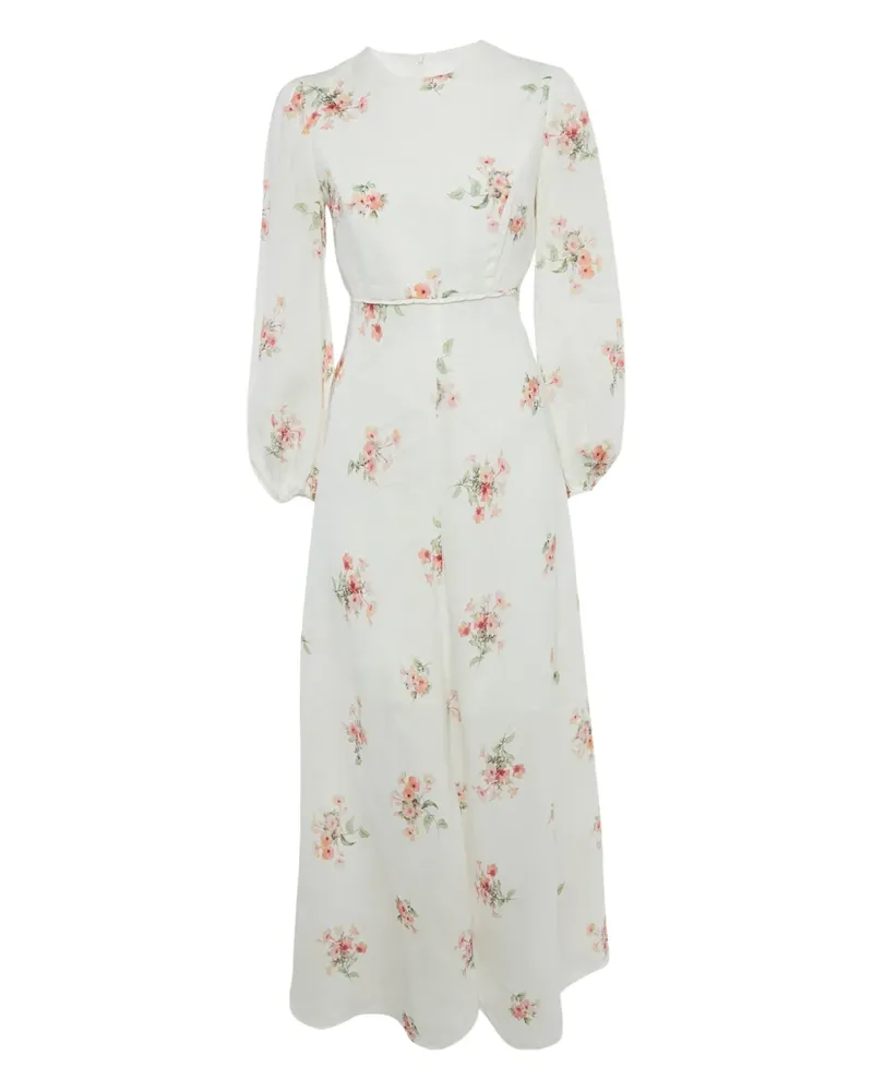 Zimmermann floral-print linen dress - Weiß Weiß
