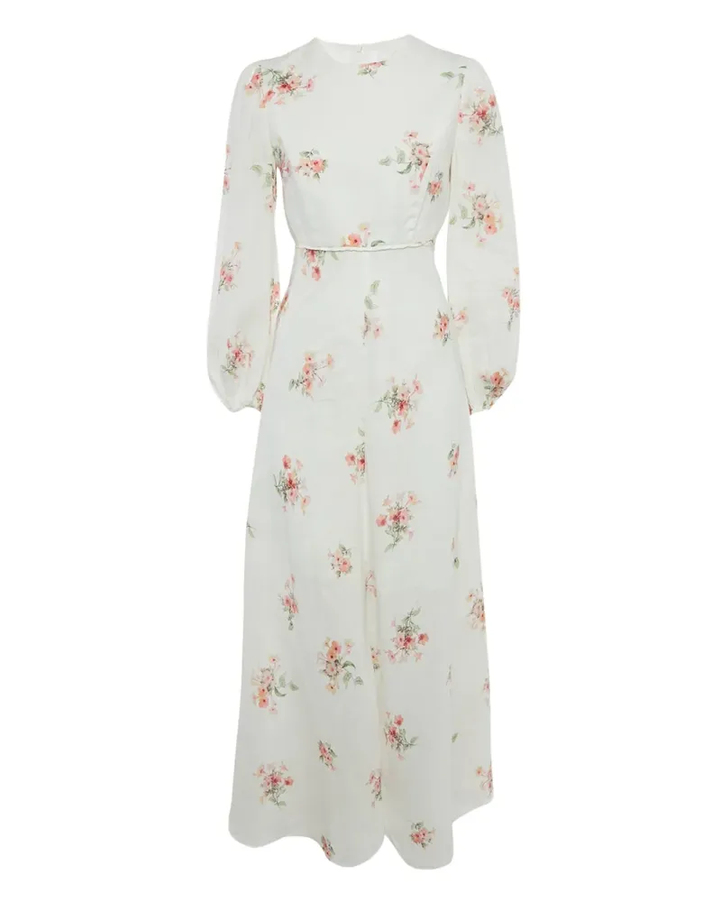 Zimmermann floral-print linen dress - Weiß Weiß