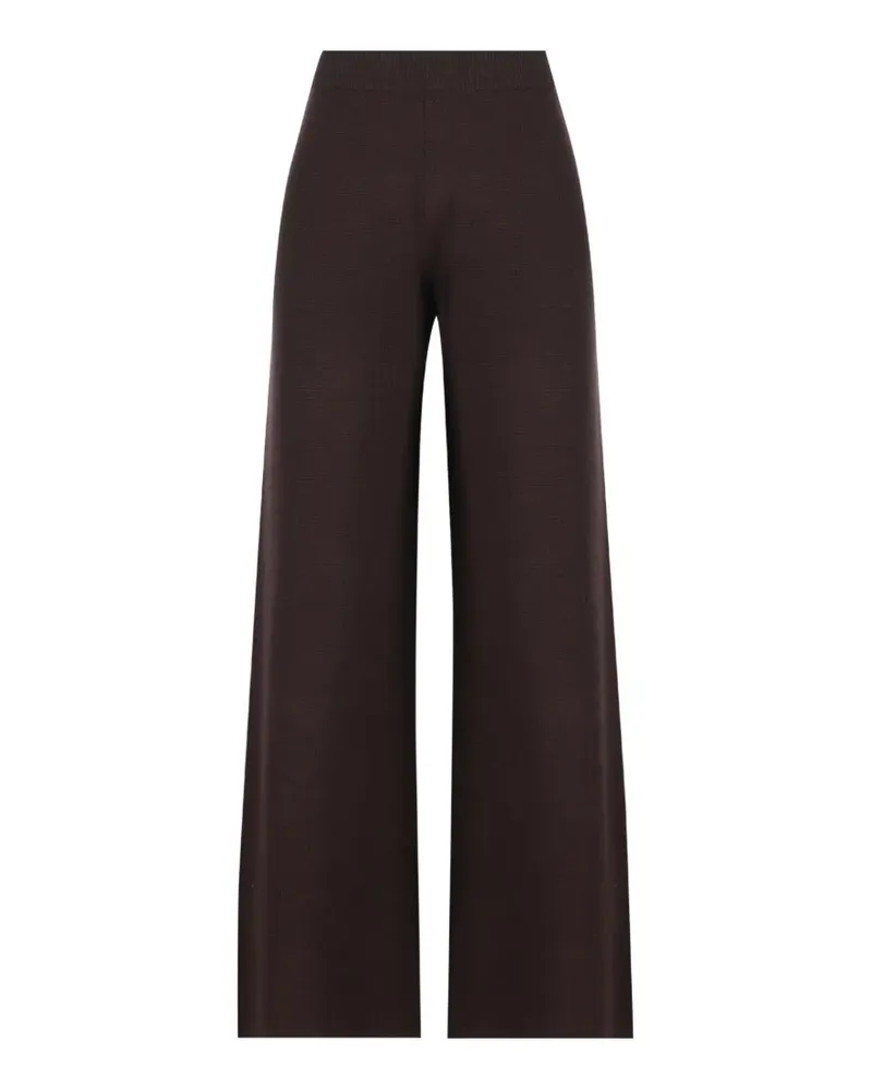 Max Mara wide wool and cashmere yarn trousers - dark brown - Braun Braun