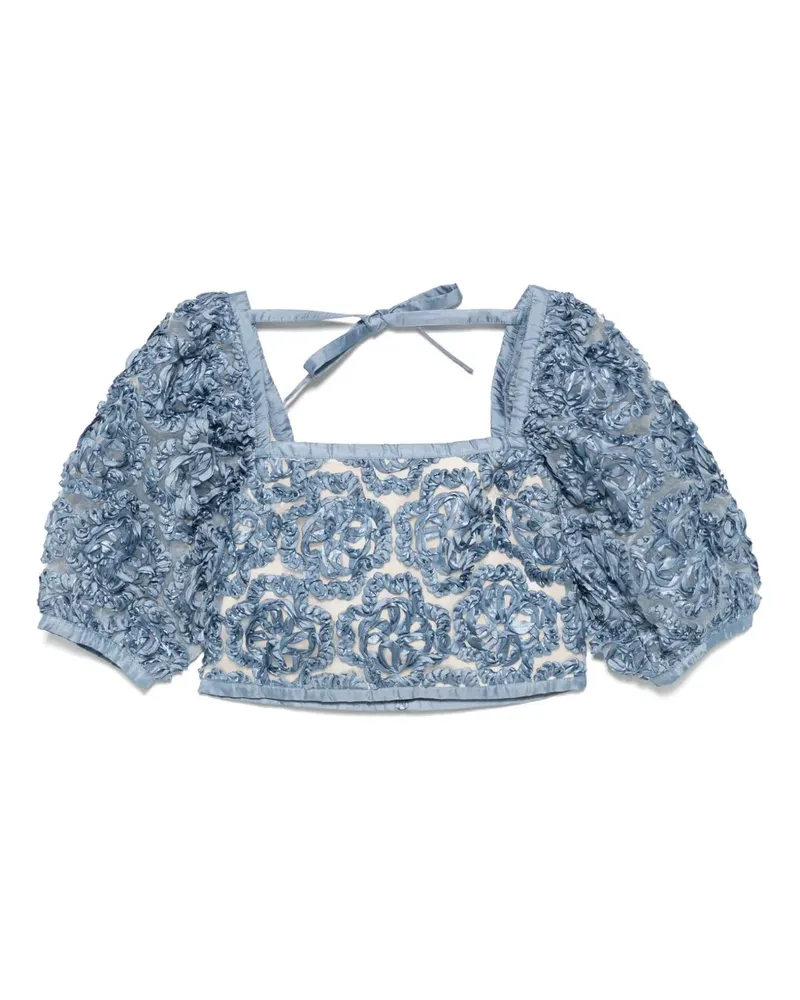 Maje Organza-Oberteil mit Blumen - Blau Blau