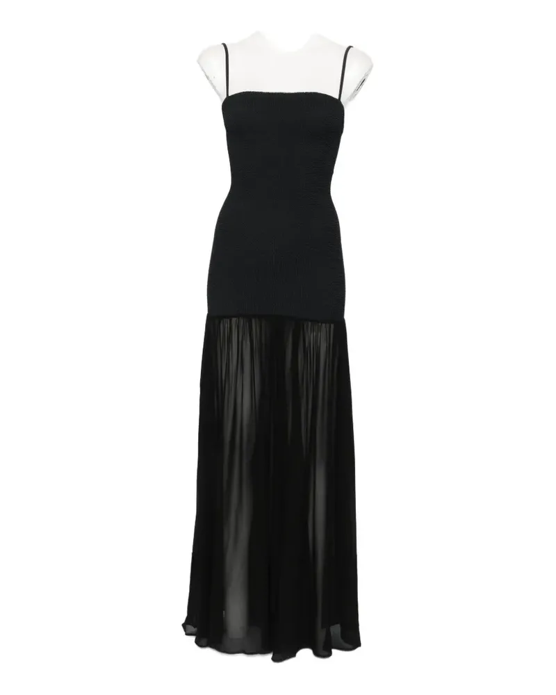 Hunza G crinkled-finish sheer-skirt maxi dress - Schwarz Schwarz