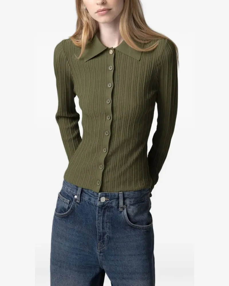 Gaëlle Bonheur Poloshirt aus geripptem Strick - Grün Grün