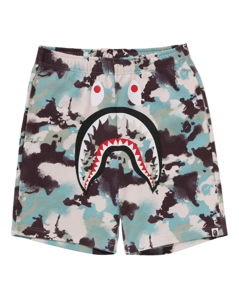 BAPE Camouflage-Shorts mit Hai-Print - Blau Blau