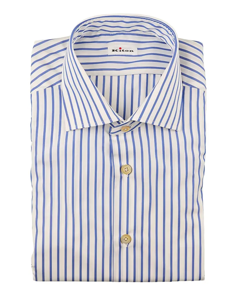 Kiton vertical-stripe shirt - Weiß Weiß