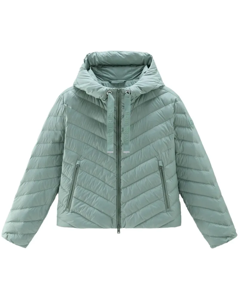 Woolrich Kapuzenjacke mit Chevron-Steppung - Grün Grün
