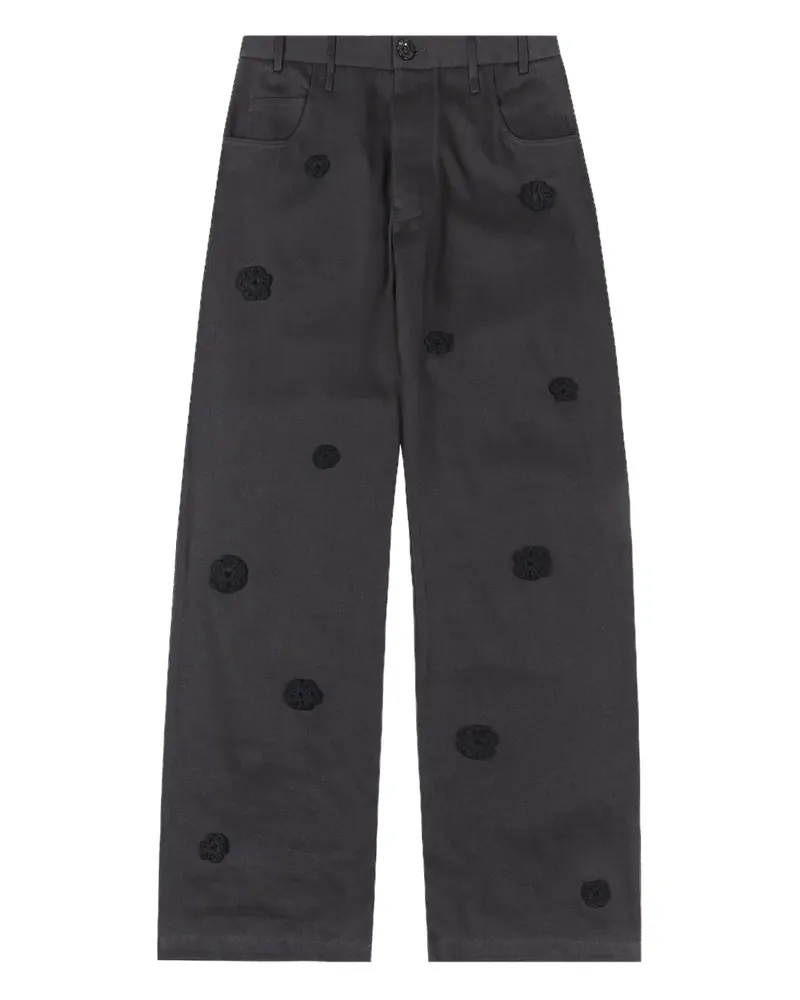 Song For The Mute Black" Jeans mit Margeriten-Stickerei - Schwarz Schwarz