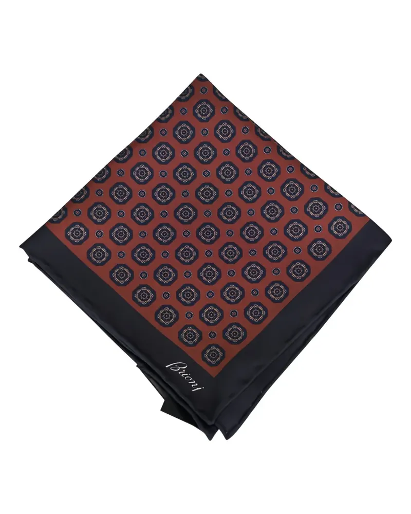 Brioni Geometrisch gemustertes Einstecktuch - Braun Braun