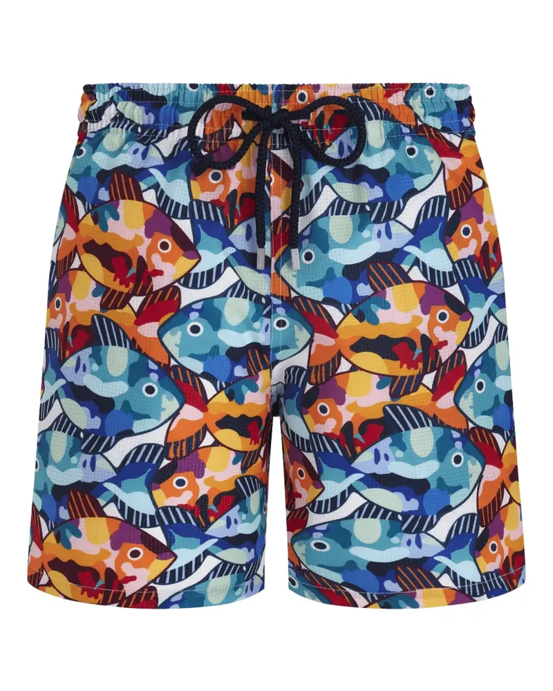 Vilebrequin Pacu Badeshorts mit Fisch-Print - Weiß Weiß