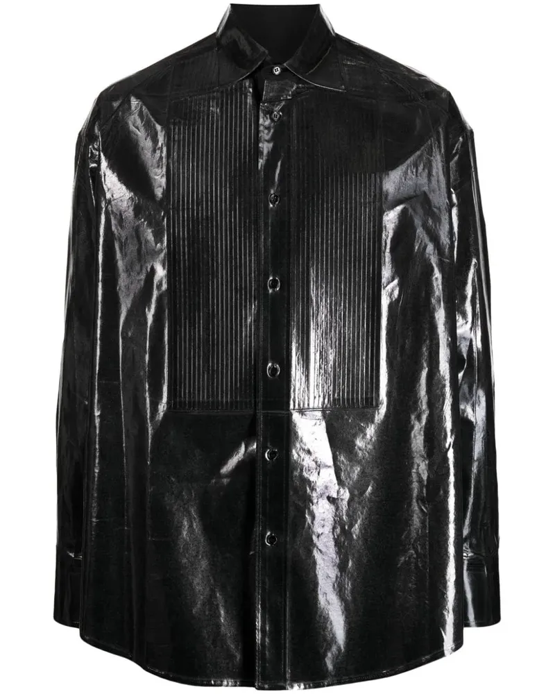 Maison Margiela Hemd mit Lackoptik - Schwarz Schwarz