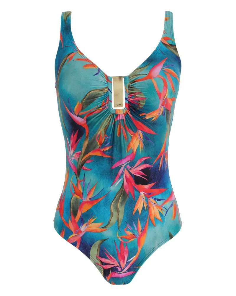 Lygia & Nanny Mirassol tropical-print swimsuit - Blau Blau