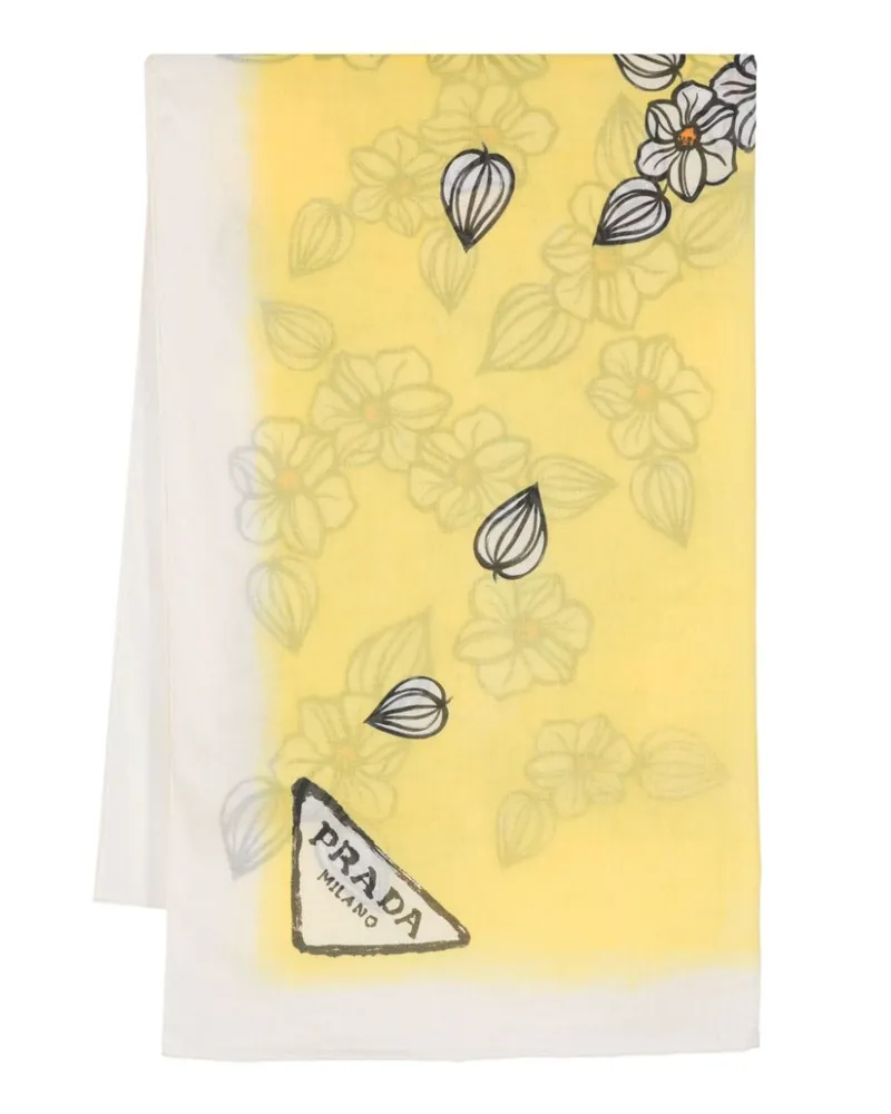 Prada Schal mit Blumen-Print Gelb