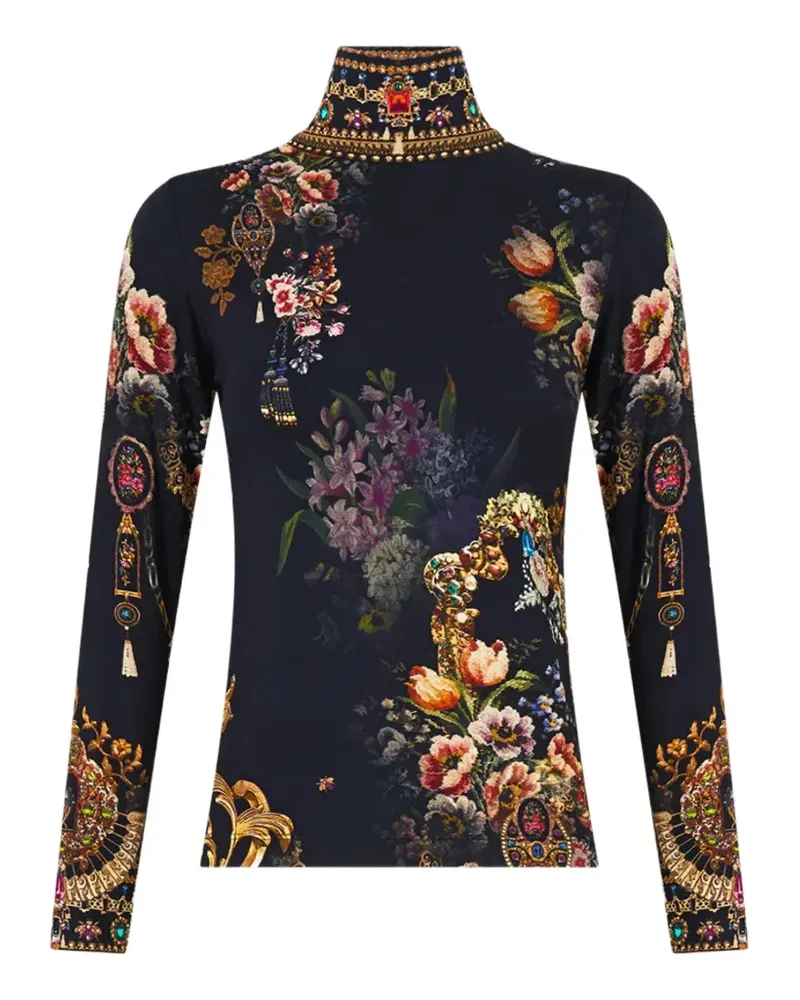 Camilla floral-print turtleneck top - Schwarz Schwarz