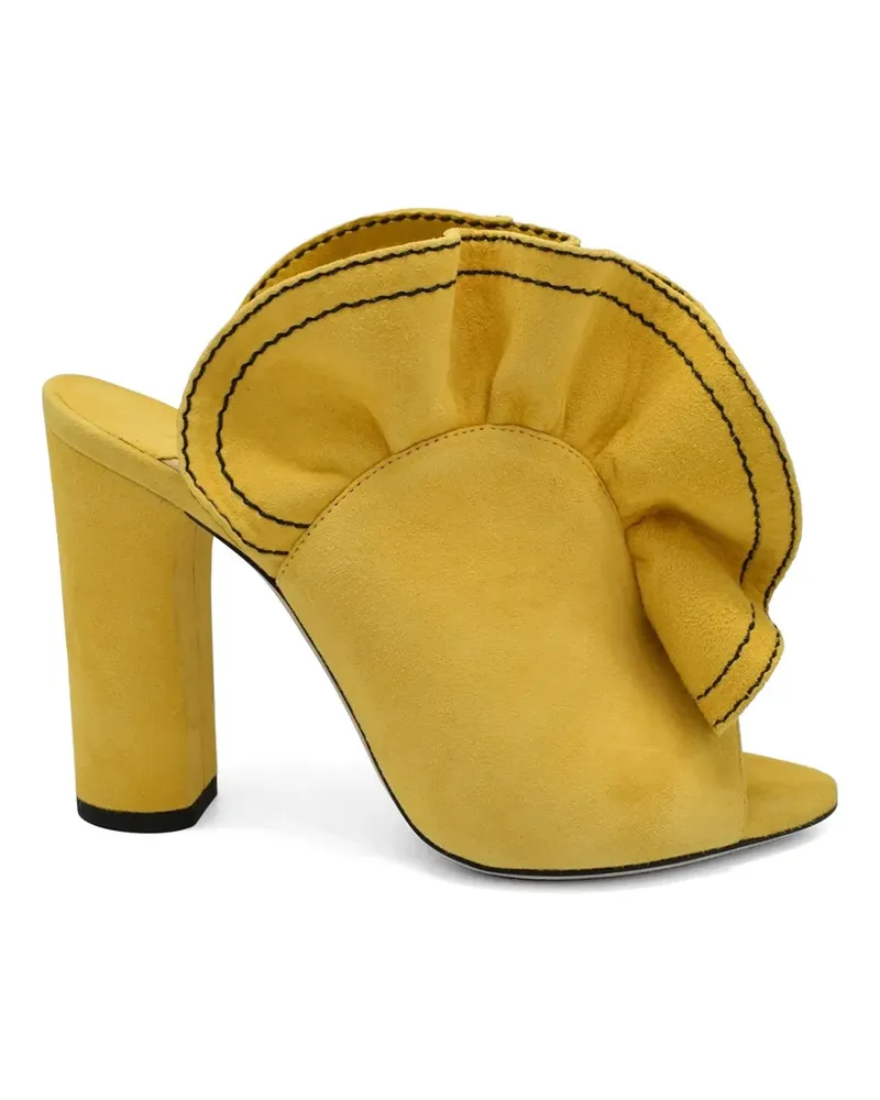 Jimmy Choo Haile ruffled suede sandals - Gelb Gelb