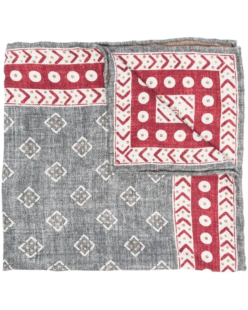 Brunello Cucinelli Einstecktuch mit Print - Grau Grau