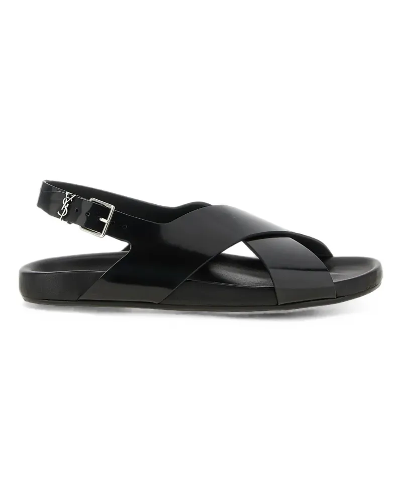 Saint Laurent Helios sandals in glazed leather - Schwarz Schwarz