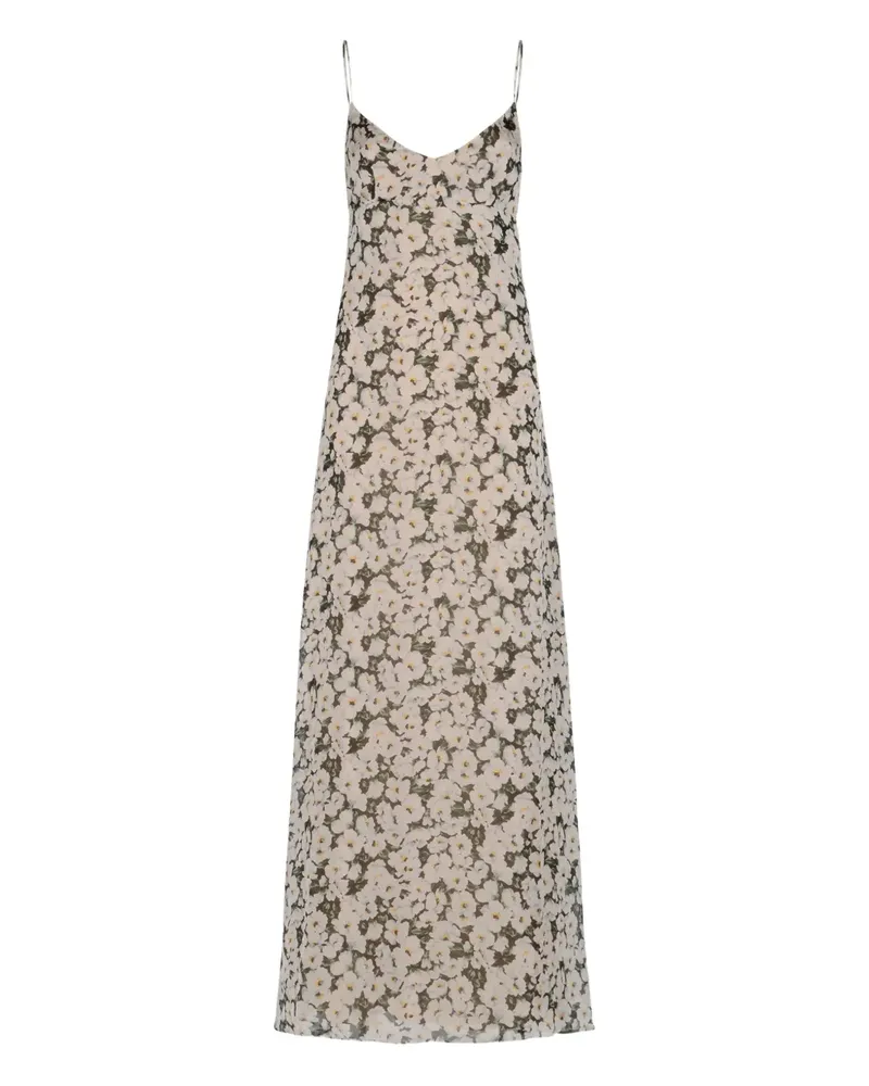 Raquel Diniz Langes Spaghettikleid mit Blumen-Print - Nude Nude