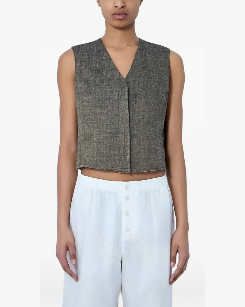 Our Legacy raw-hem V-neck waistcoat - Braun Braun