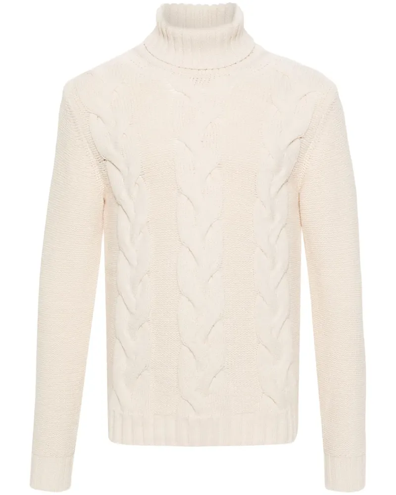 K-Way Rollkragenpullover mit Zopfmuster - Nude Nude