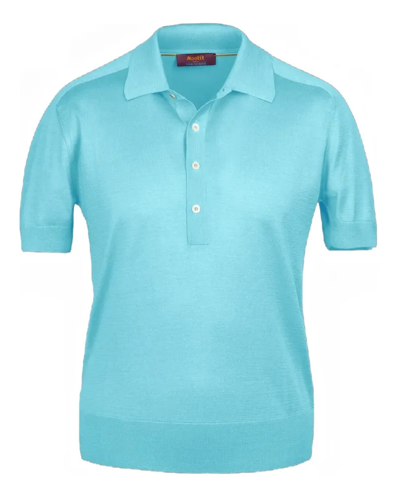 MOORER Poloshirt mit kurzen Ärmeln - Blau Blau
