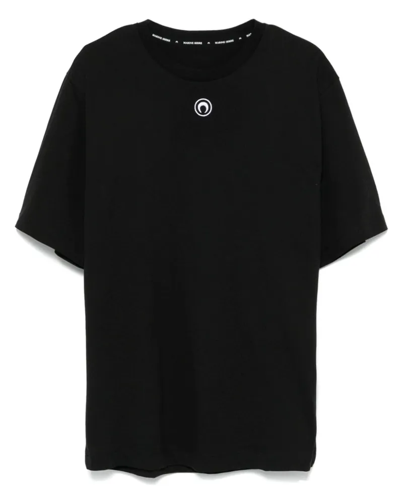 Marine Serre T-Shirt mit Mond-Logo - Schwarz Schwarz