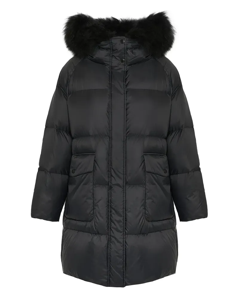 Yves Salomon Daunenjacke mit Shearling-Kapuze - Schwarz Schwarz